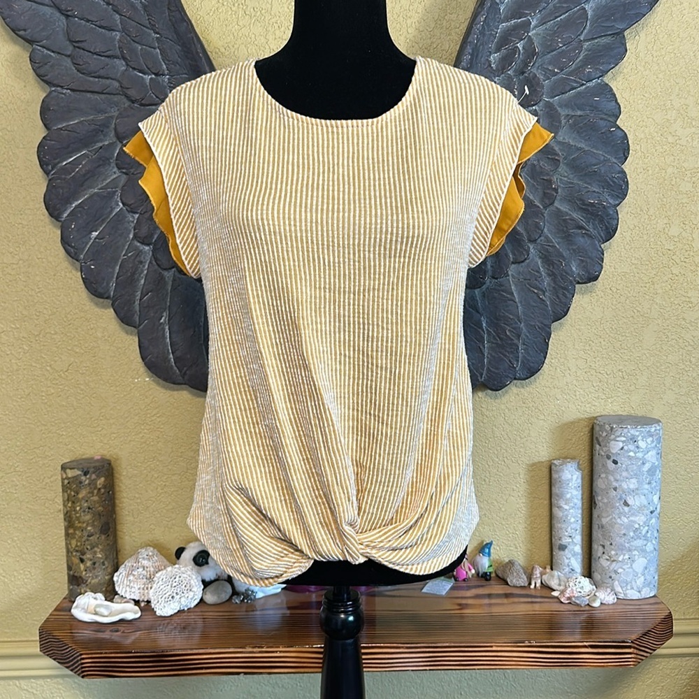 W5 Striped Twist Front Tee Shirt